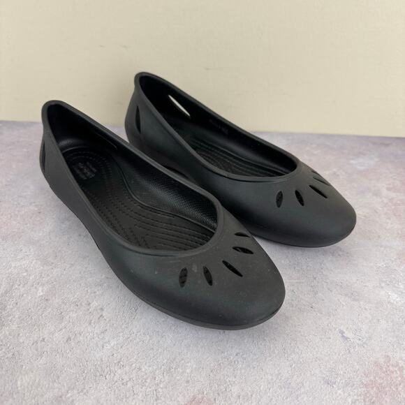 Crocs Kelli Flats Black Womens Sz 9 Slip On Ballet Shoes - Picture 1 of 11